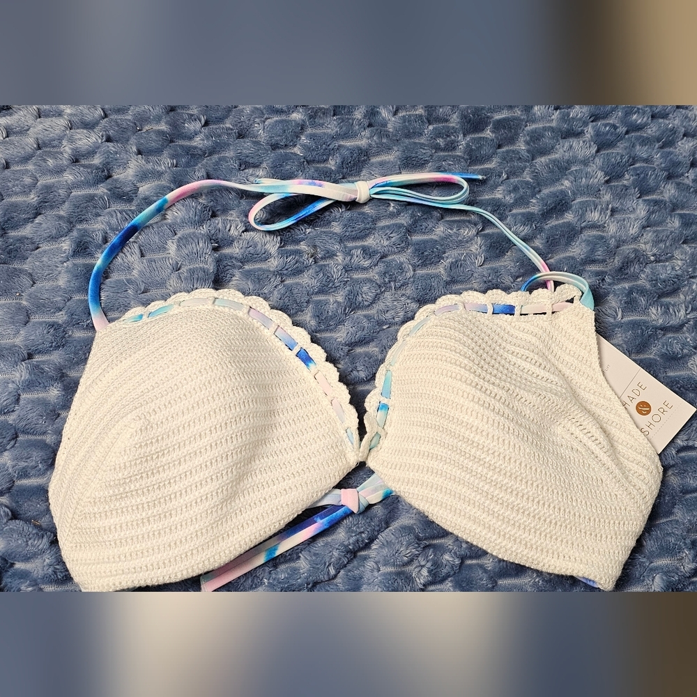 Shade & Shore White‎ Crochet Light Lift Bikini Top